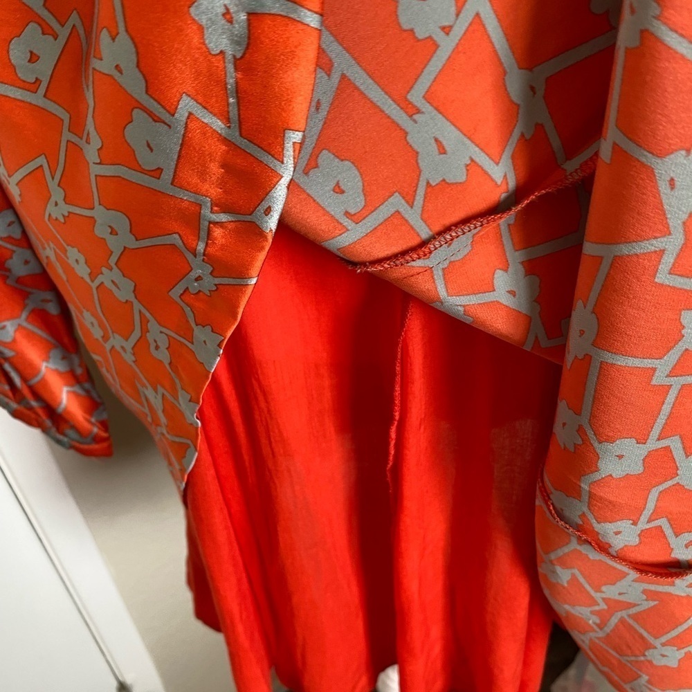 Harlyn for Anthropologie Orange and Gray Long Sleeved Fit and Flare Dress 6 - Picture 6 of 8